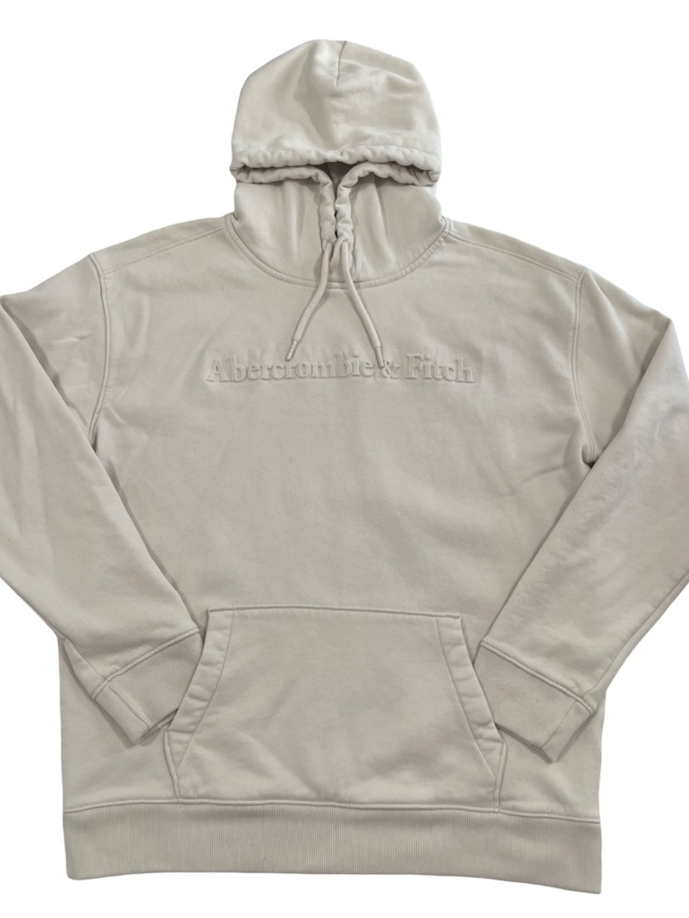 Abercrombie & Fitch Tonal Embossed Logo Size L Beige Sweatshirt (Retail $75)